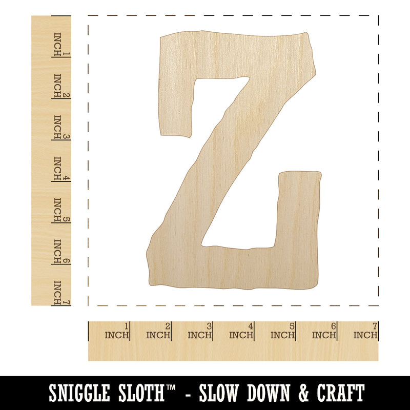 Letter Z Uppercase Cute Typewriter Font Unfinished Wood Shape Piece Cutout for DIY Craft Projects