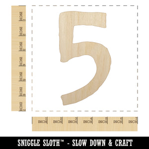 Number 5 Five Cute Typewriter Font Unfinished Wood Shape Piece Cutout for DIY Craft Projects