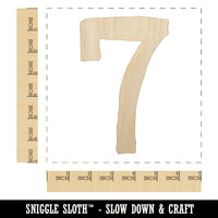 Number 7 Seven Cute Typewriter Font Unfinished Wood Shape Piece Cutout for DIY Craft Projects