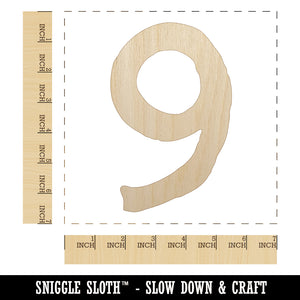 Number 9 Nine Cute Typewriter Font Unfinished Wood Shape Piece Cutout for DIY Craft Projects
