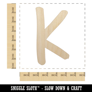 Letter K Uppercase Felt Marker Font Unfinished Wood Shape Piece Cutout for DIY Craft Projects