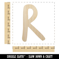 Letter R Uppercase Felt Marker Font Unfinished Wood Shape Piece Cutout for DIY Craft Projects