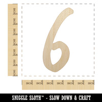 Number 6 Six Felt Marker Font Unfinished Wood Shape Piece Cutout for DIY Craft Projects