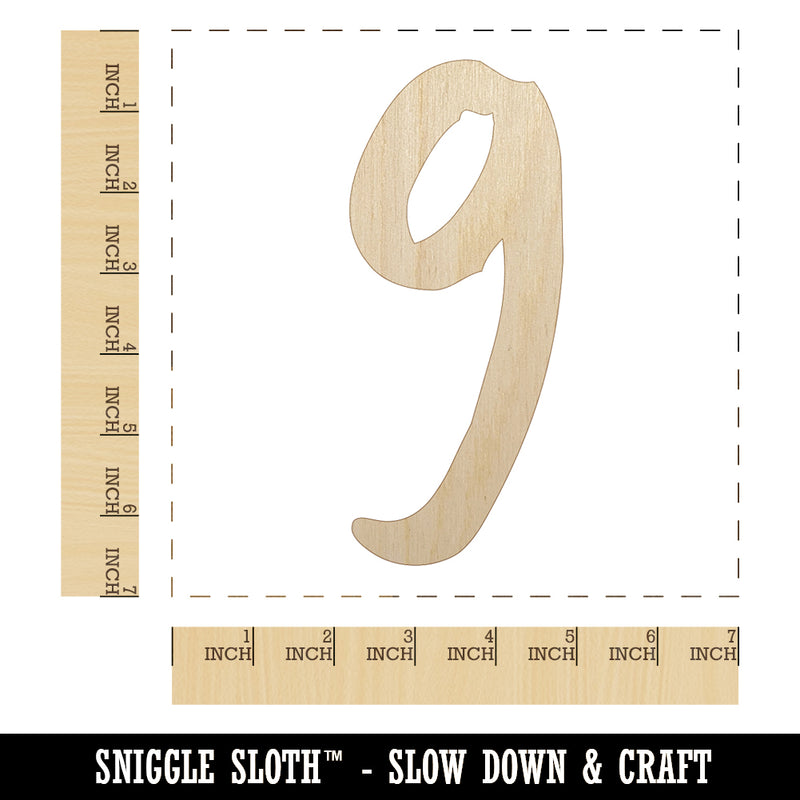 Number 9 Nine Felt Marker Font Unfinished Wood Shape Piece Cutout for DIY Craft Projects