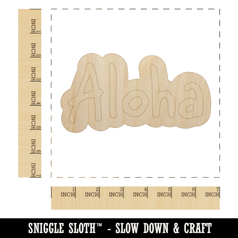 Aloha Fun Text Unfinished Wood Shape Piece Cutout for DIY Craft Projects