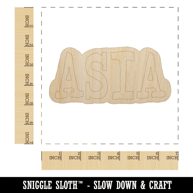 Asia Fun Text Unfinished Wood Shape Piece Cutout for DIY Craft Projects