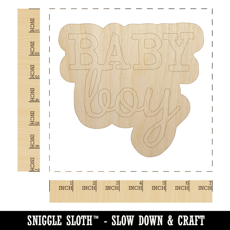 Baby Boy Fun Text Unfinished Wood Shape Piece Cutout for DIY Craft Projects