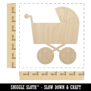 Baby Carriage Pram Stroller Unfinished Wood Shape Piece Cutout for DIY Craft Projects