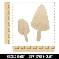 Charming Toadstool Mushroom Pair Unfinished Wood Shape Piece Cutout for DIY Craft Projects