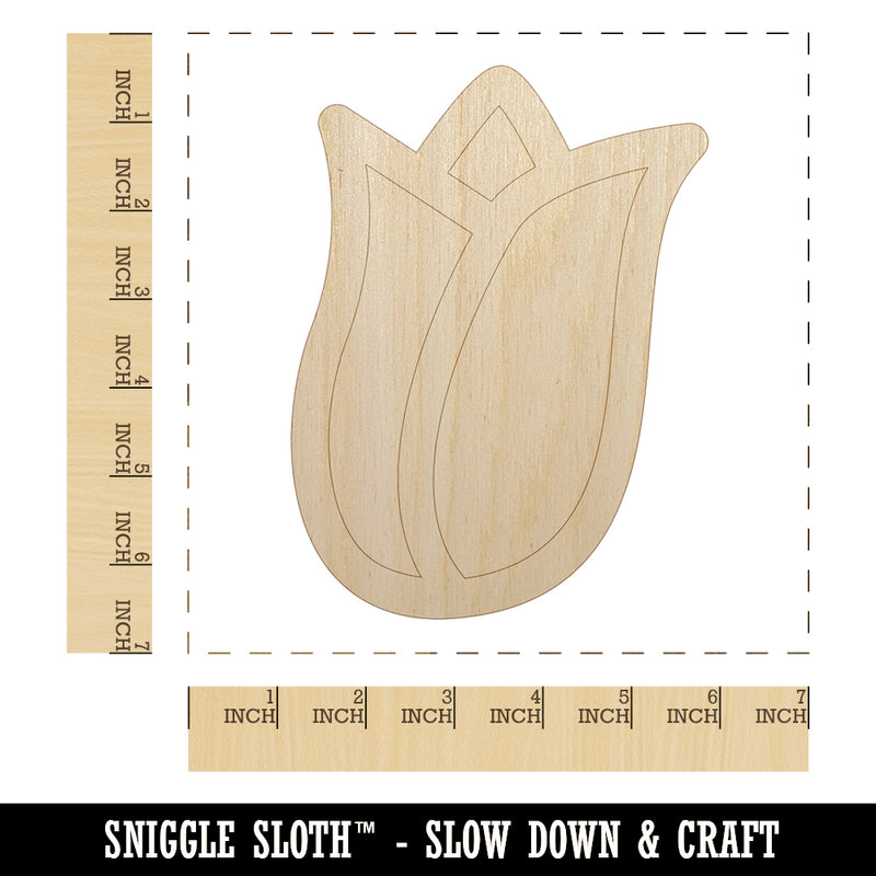 Flower Bud Outline Unfinished Wood Shape Piece Cutout for DIY Craft Projects