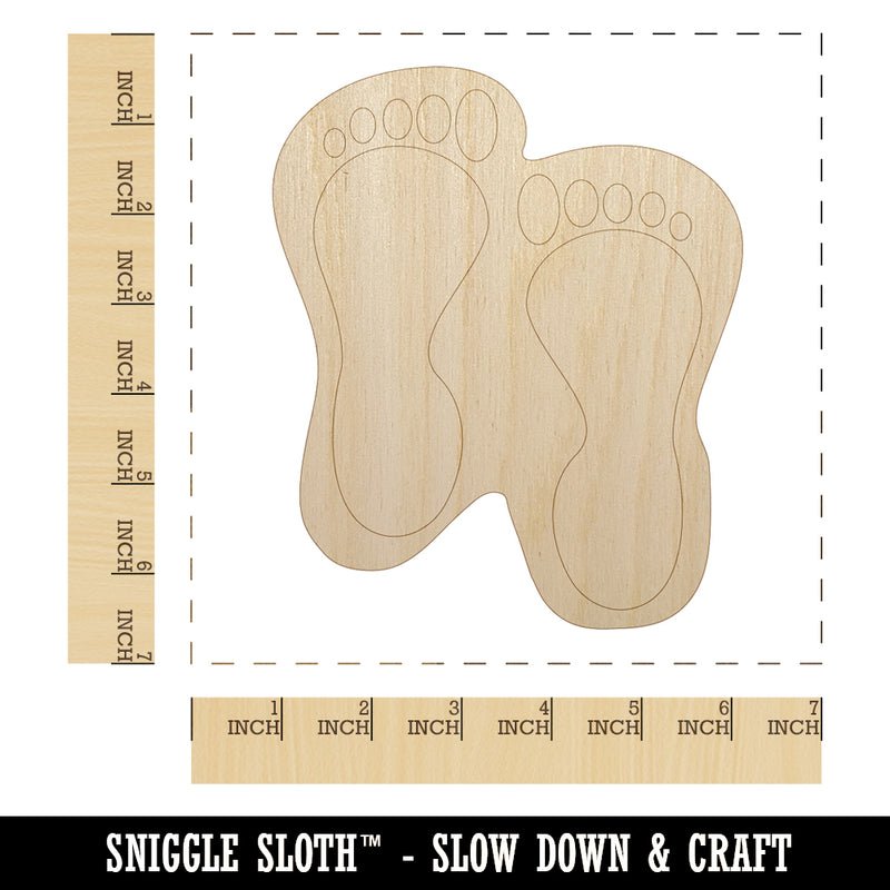 Foot Prints Solid Unfinished Wood Shape Piece Cutout for DIY Craft Projects