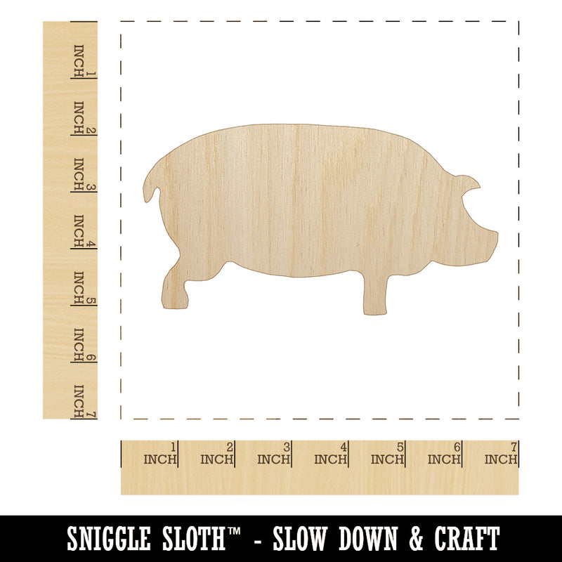 Pig Solid Side View Unfinished Wood Shape Piece Cutout for DIY Craft Projects