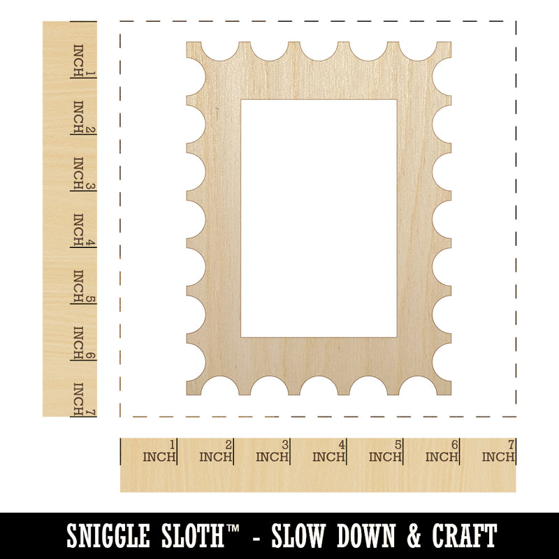 Postage Stamp Border Unfinished Wood Shape Piece Cutout for DIY Craft Projects