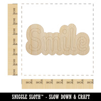 Smile Fun Text Unfinished Wood Shape Piece Cutout for DIY Craft Projects