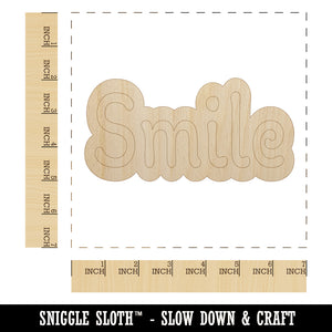 Smile Fun Text Unfinished Wood Shape Piece Cutout for DIY Craft Projects