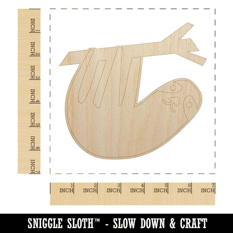 Sweet Sloth Hanging from Tree Unfinished Wood Shape Piece Cutout for DIY Craft Projects