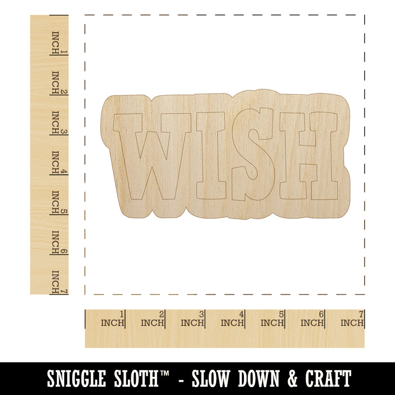 Wish Fun Text Unfinished Wood Shape Piece Cutout for DIY Craft Projects