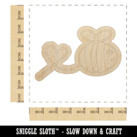 Buzzy Bumble Bee with Heart Unfinished Wood Shape Piece Cutout for DIY Craft Projects