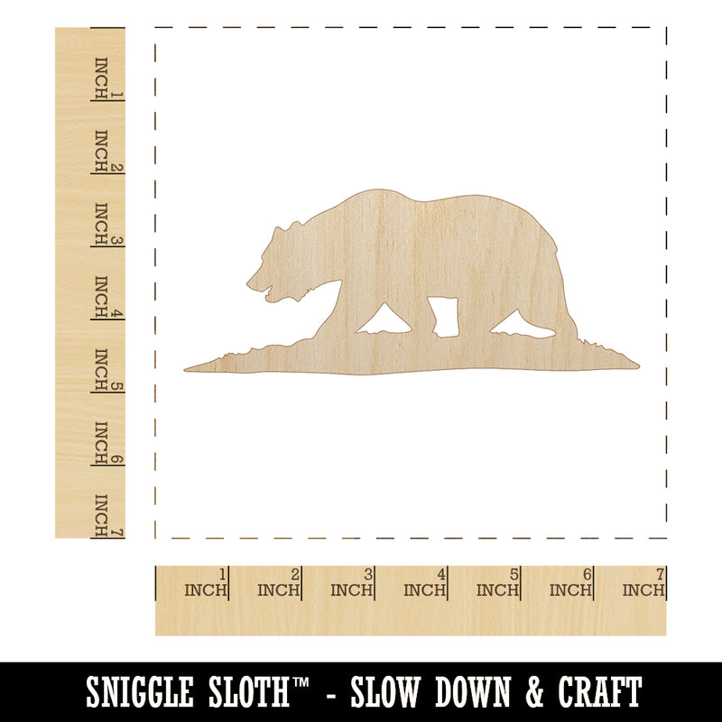 California Flag Bear Solid Unfinished Wood Shape Piece Cutout for DIY Craft Projects