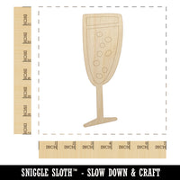 Champagne Glass Doodle Unfinished Wood Shape Piece Cutout for DIY Craft Projects