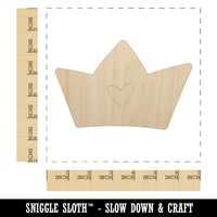 Crown with Heart Unfinished Wood Shape Piece Cutout for DIY Craft Projects