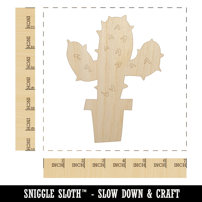 Cute Prickly Cactus Unfinished Wood Shape Piece Cutout for DIY Craft Projects