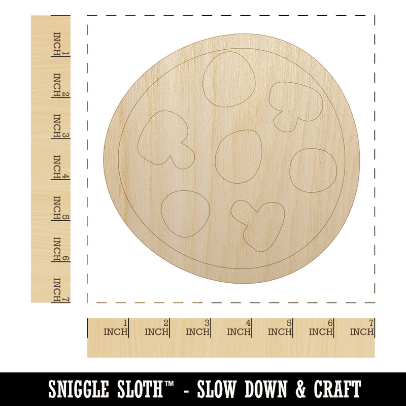 Pepperoni Mushroom Pizza Doodle Unfinished Wood Shape Piece Cutout for DIY Craft Projects