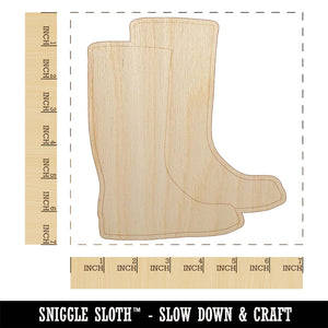 Rain Boots Solid Unfinished Wood Shape Piece Cutout for DIY Craft Projects