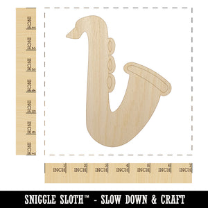 Saxophone Music Instrument Doodle Unfinished Wood Shape Piece Cutout for DIY Craft Projects