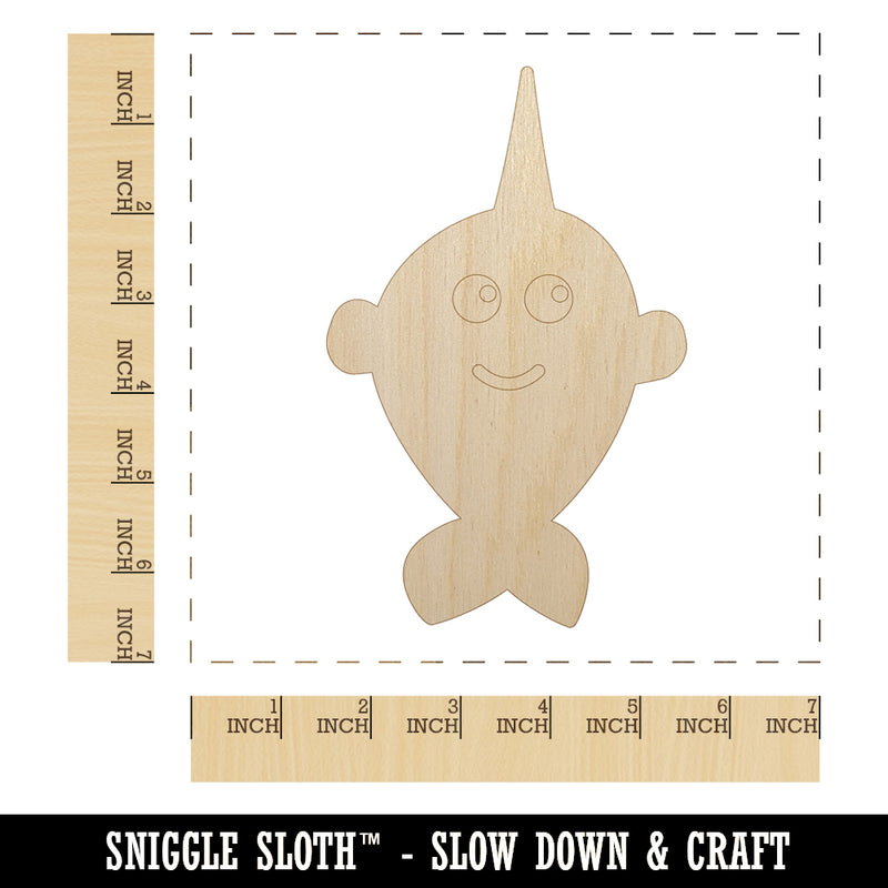 Adorable Narwhal Kawaii Doodle Unfinished Wood Shape Piece Cutout for DIY Craft Projects