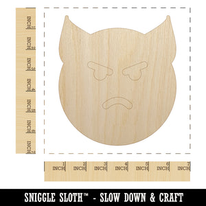 Angry Devil Face Emoticon Unfinished Wood Shape Piece Cutout for DIY Craft Projects