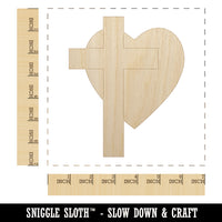 Cross and Heart Love Christian Unfinished Wood Shape Piece Cutout for DIY Craft Projects