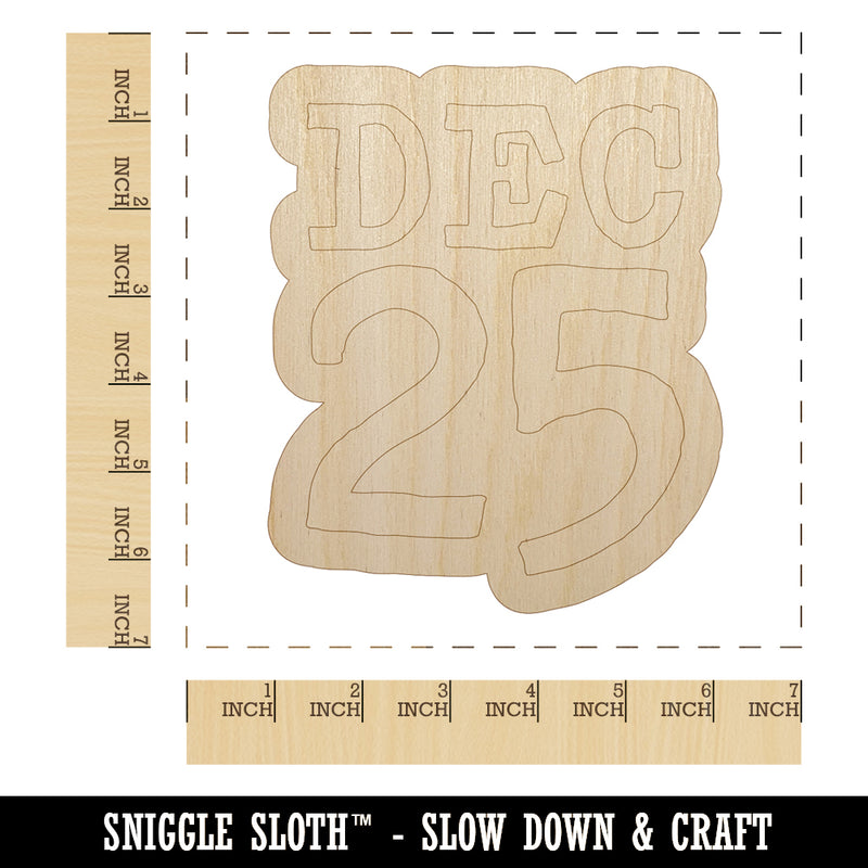 December 25 Christmas Stacked Unfinished Wood Shape Piece Cutout for DIY Craft Projects