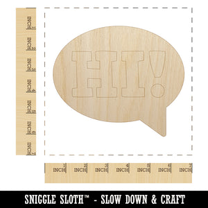 Hi in Text Callout Unfinished Wood Shape Piece Cutout for DIY Craft Projects