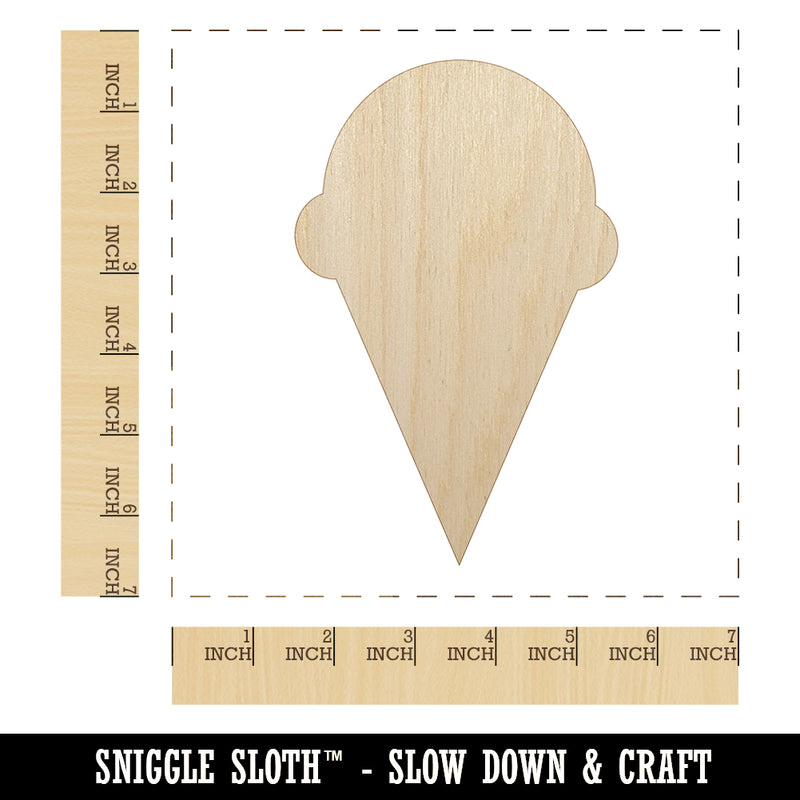 Ice Cream Cone Solid Unfinished Wood Shape Piece Cutout for DIY Craft Projects