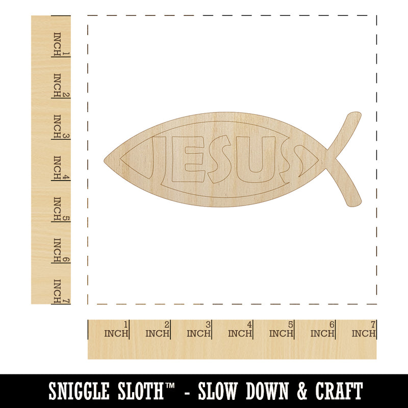 Jesus Ichthys Fish Christian Sketch Unfinished Wood Shape Piece Cutout for DIY Craft Projects