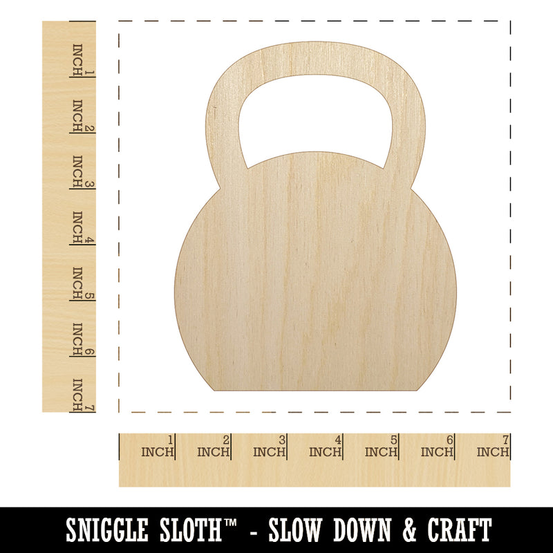 Kettlebell Weight Solid Unfinished Wood Shape Piece Cutout for DIY Craft Projects