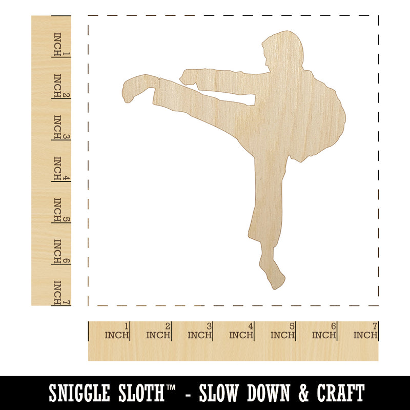 Martial Arts Karate Kick Solid Unfinished Wood Shape Piece Cutout for DIY Craft Projects