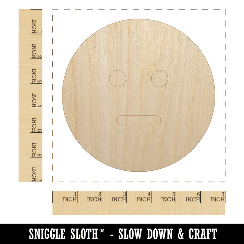 Neutral Face Emoticon Unfinished Wood Shape Piece Cutout for DIY Craft Projects