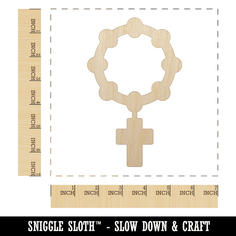 Rosary Catholic Symbol Unfinished Wood Shape Piece Cutout for DIY Craft Projects