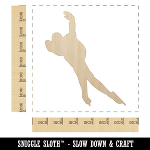 Speed Skating Skater Unfinished Wood Shape Piece Cutout for DIY Craft Projects