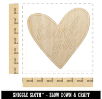 Thank You in Heart Unfinished Wood Shape Piece Cutout for DIY Craft Projects
