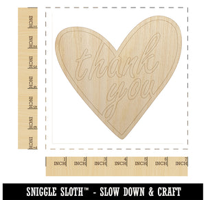 Thank You in Heart Unfinished Wood Shape Piece Cutout for DIY Craft Projects