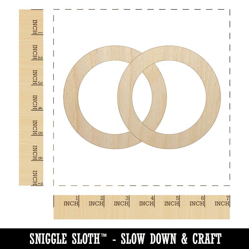 Wedding Rings Overlapping Unfinished Wood Shape Piece Cutout for DIY Craft Projects
