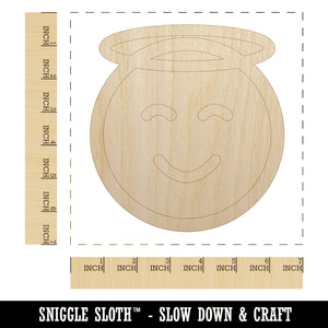Angel Face Halo Emoticon Unfinished Wood Shape Piece Cutout for DIY Craft Projects