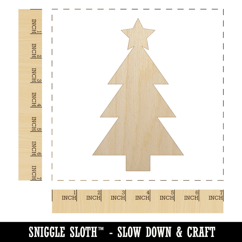 Christmas Tree with Star Solid Unfinished Wood Shape Piece Cutout for DIY Craft Projects