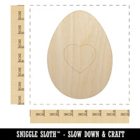 Egg Solid with Heart Unfinished Wood Shape Piece Cutout for DIY Craft Projects