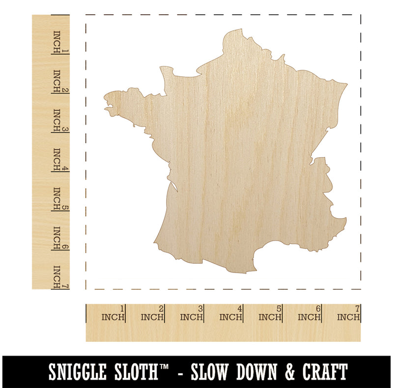 France Country Solid Unfinished Wood Shape Piece Cutout for DIY Craft Projects