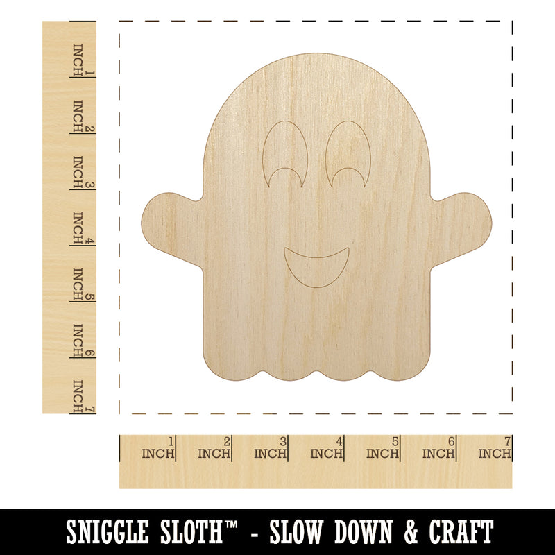 Ghost Smiling Halloween Unfinished Wood Shape Piece Cutout for DIY Craft Projects