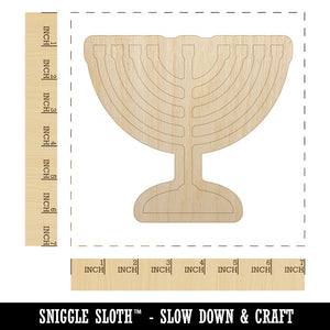 Menorah Hanukkah Unfinished Wood Shape Piece Cutout for DIY Craft Projects